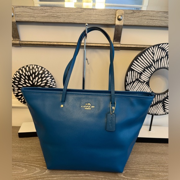 Coach Handbags - Coach Teal Leather Tote Bag